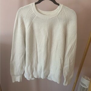 J. Crew Classic White, Fisherman Style Crew Neck Sweater, Size XXL